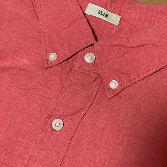 - J Crew Factory Men’s Slim Button Down Pink 100% Cotton Size L - Picture 3 of 11